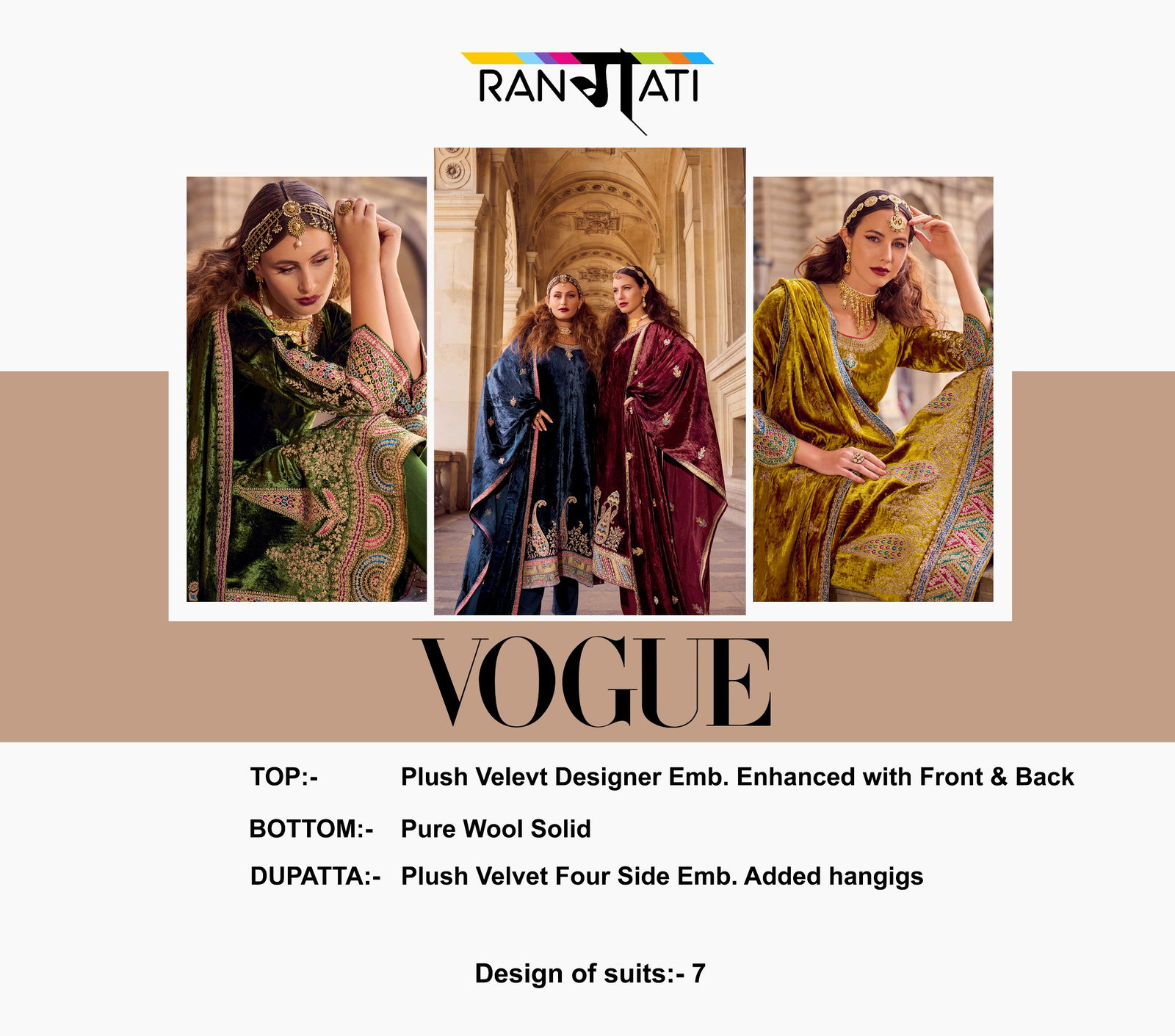 Vogue By Rangati Embroidery Viscose Velvet Salwar Kameez Wholesale Shop In Surat